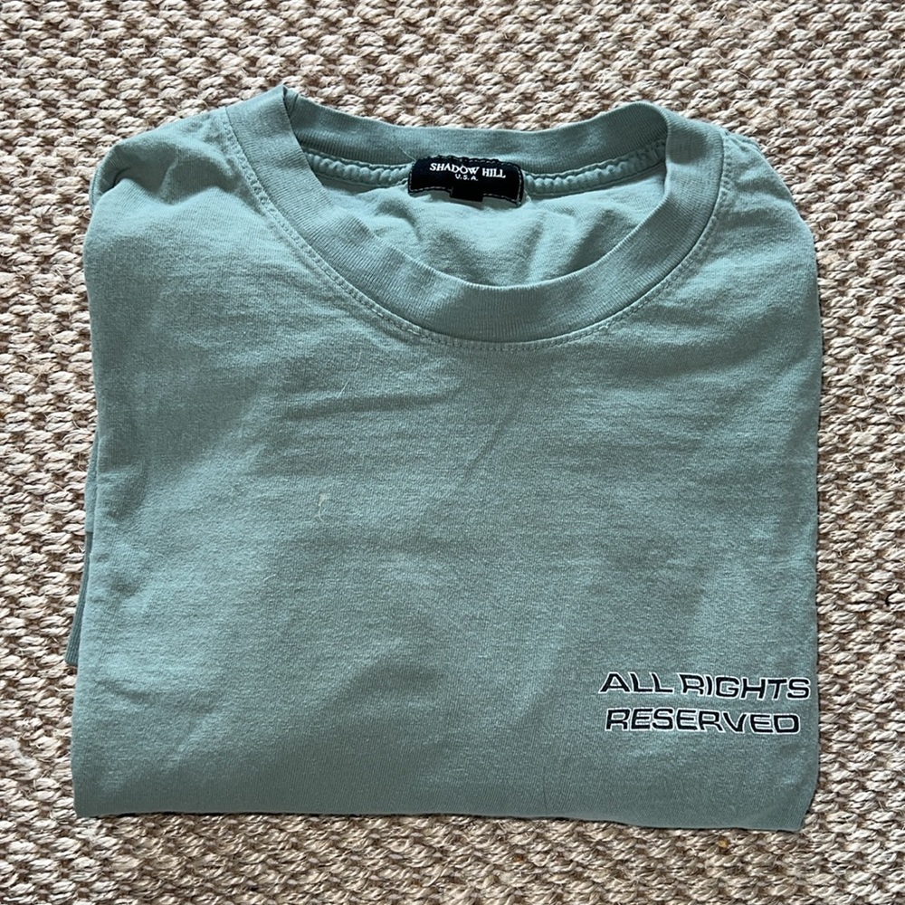 Mens Shadow Hill all rights reserved teal long sleeve T-shirt size XL